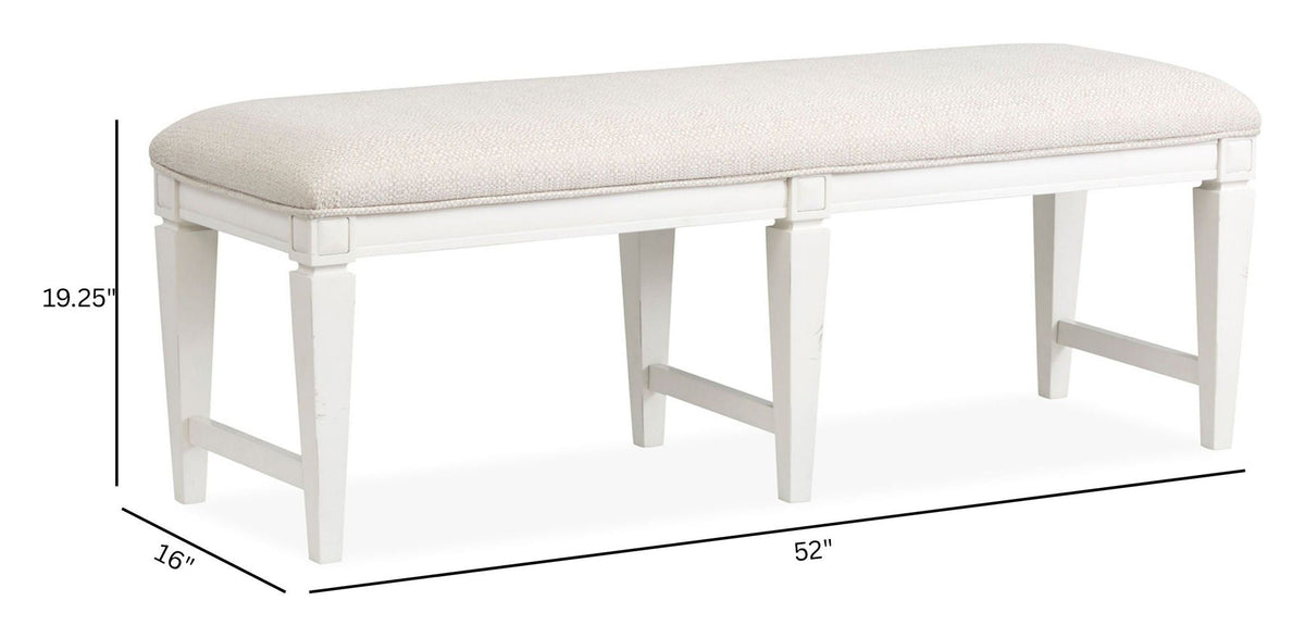 Willowbrook - Upholstered Bench - Egg Shell White, photo 2 of 7