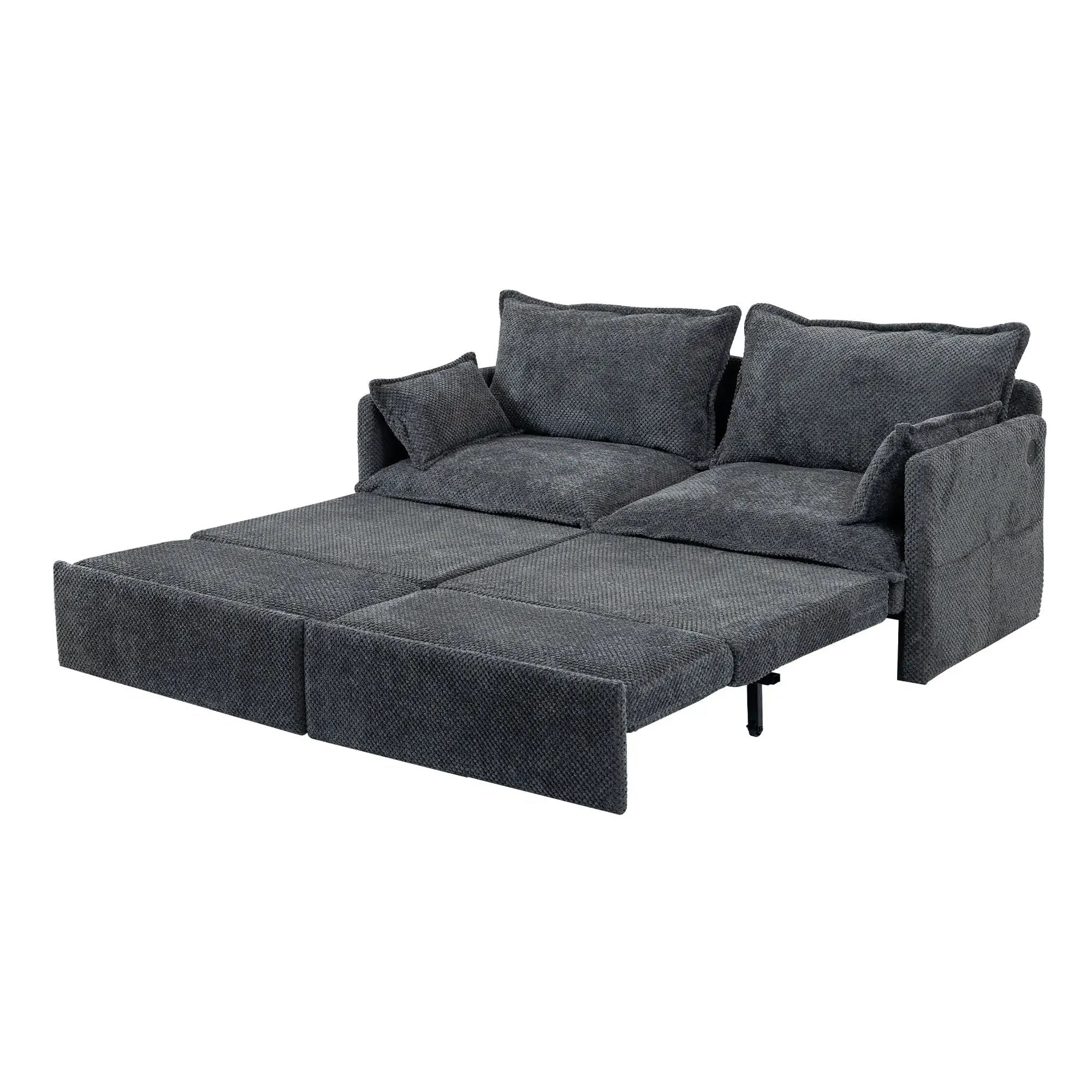 Pull Out Sofa Bed, Convertible Sleeper Sofa Couch, Side Storage, And USB / C - Type Charging Ports Chair by Unique Piece Furniture