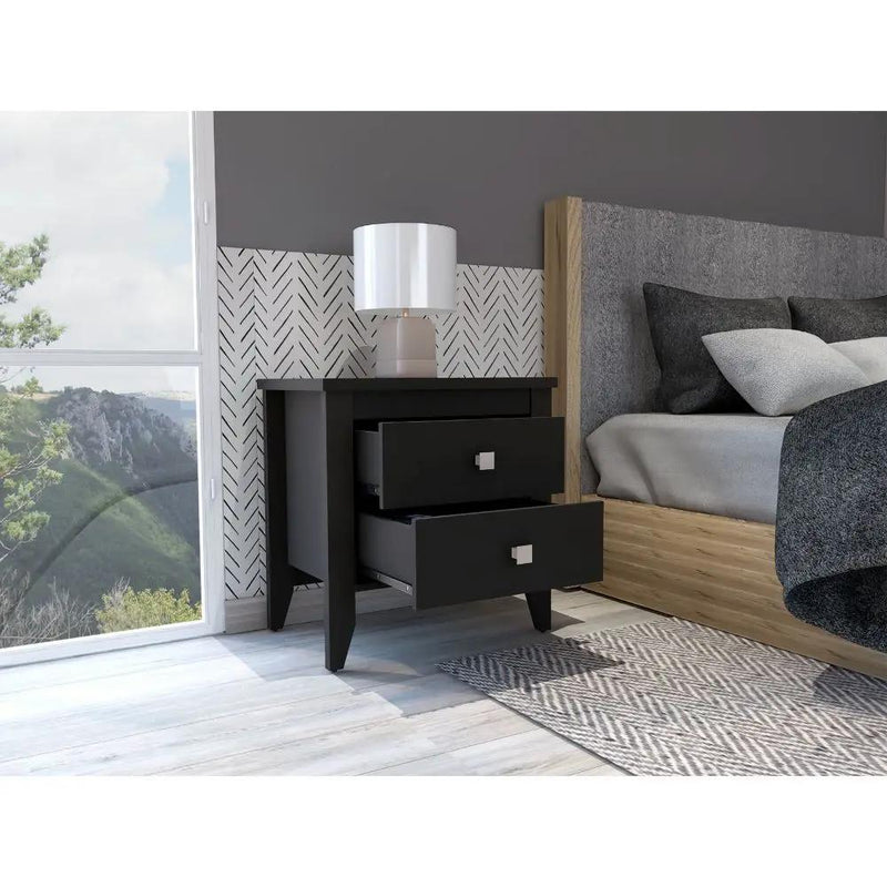 Breeze Four-Legged Modern Bedroom Nightstand with Two Drawers by HouseOfZazla