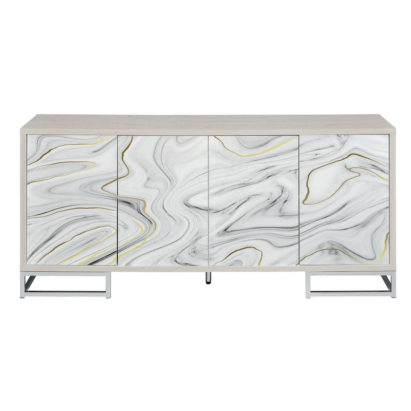 Panos Console Cabinet - White Marble / Chrome by HouseOfZazla