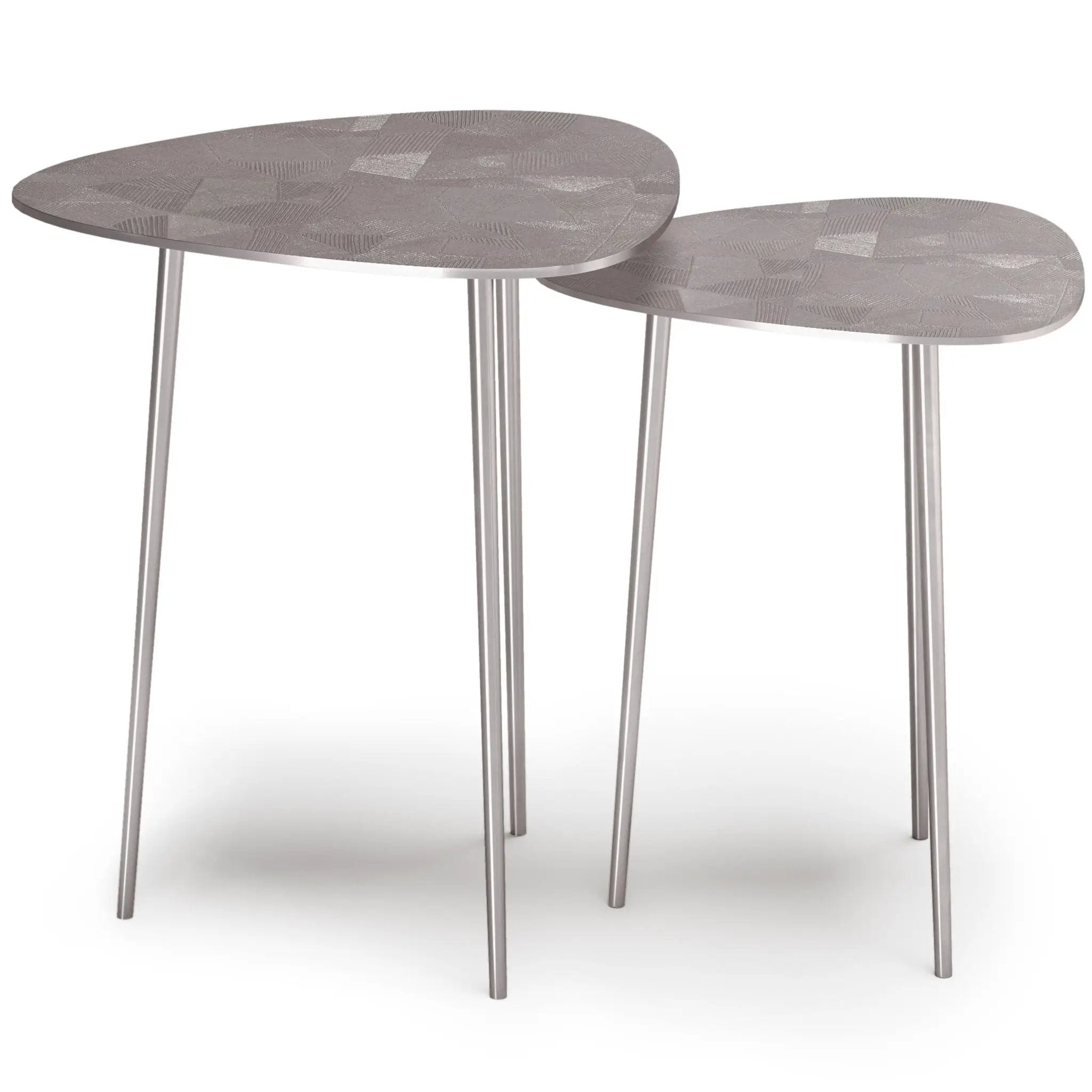 Shelton - 2 Piece Metal Nesting Table - Nickel by HouseOfZazla