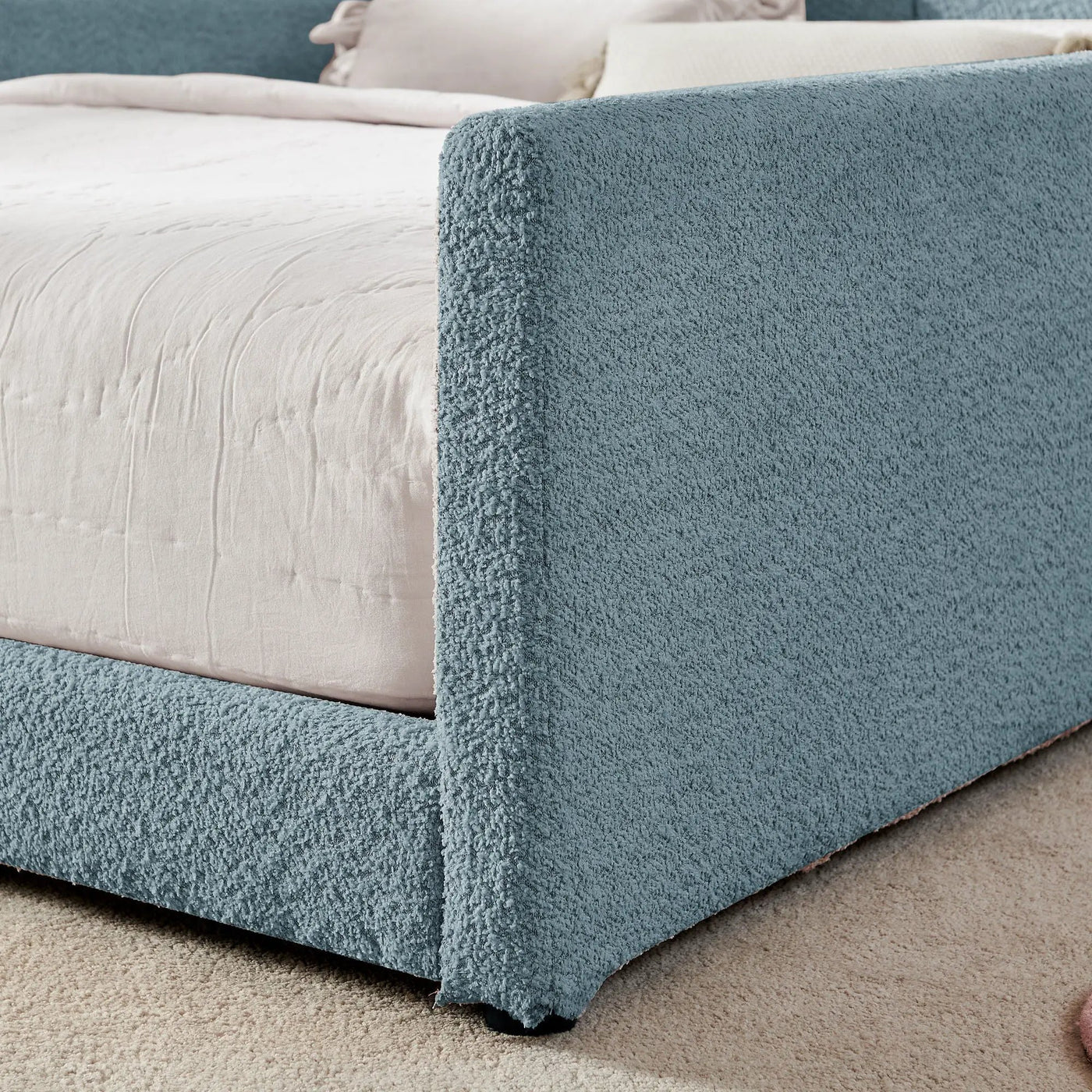 Cute Rabbit Ear Upholstered Platform Bed Frame With Safety Rail by Unique Piece Furniture