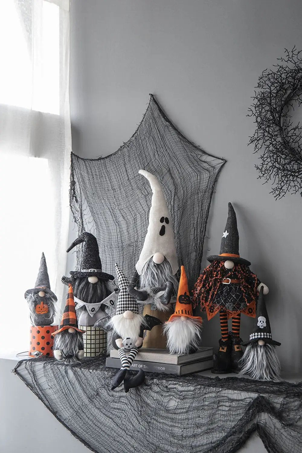 Sitting Gnome With Wings & Plaid Hat, For Halloween Decor by Unique Piece Furniture