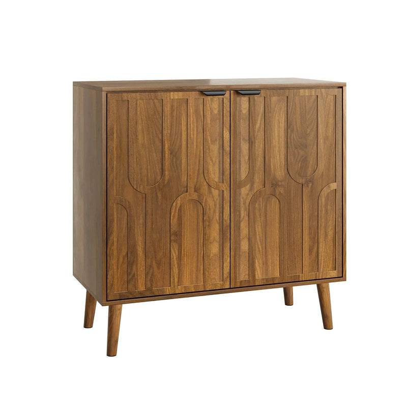 Farmhouse Style Sideboard Buffet Cabinet With Storage Bar Cabinet - Walnut by Unique Piece Furniture