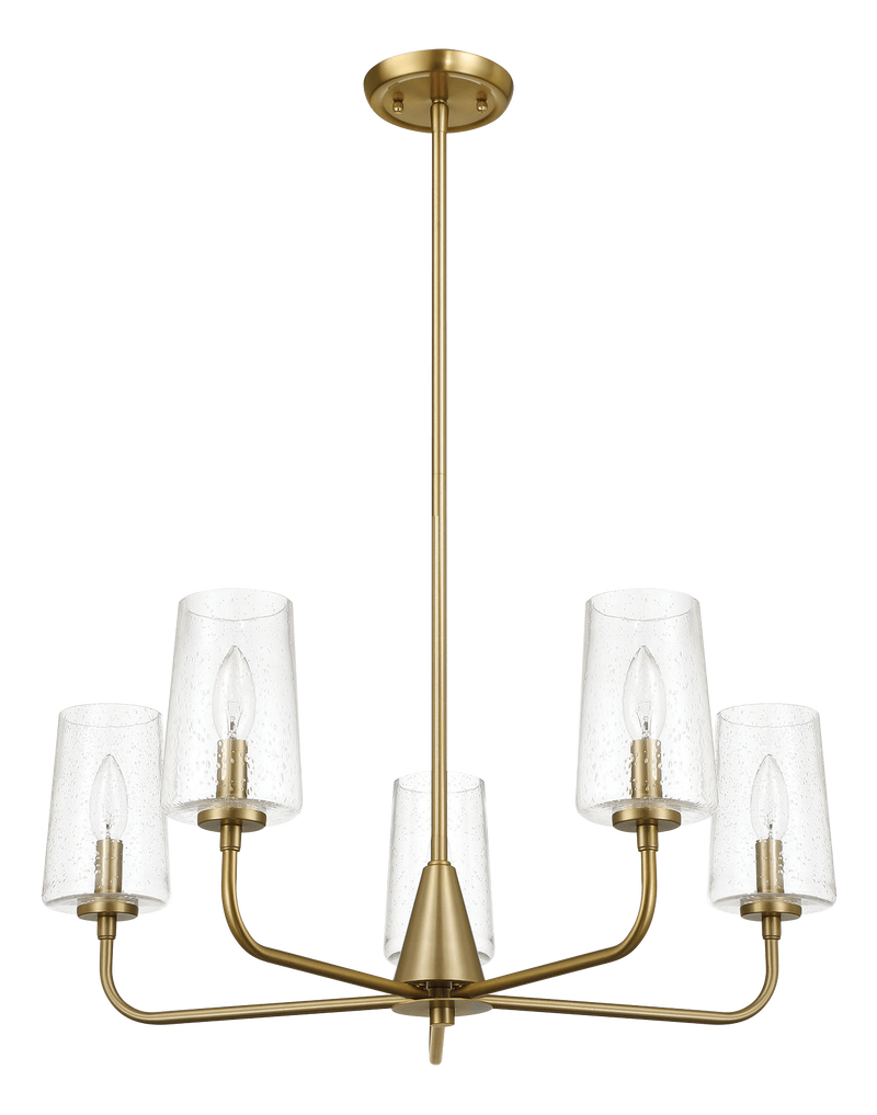 Dazzle Five Lights Chandelier With Clear Seeded Glass - Satin Brass by HouseOfZazla