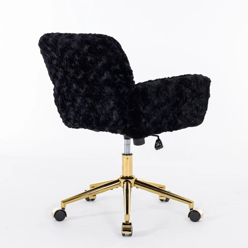 Office Chair, Artificial Rabbit Hair Home Office Chair With Metal Base, Adjustable Desk Chair Swivel Office Chair, Vanity Chair by Unique Piece Furniture