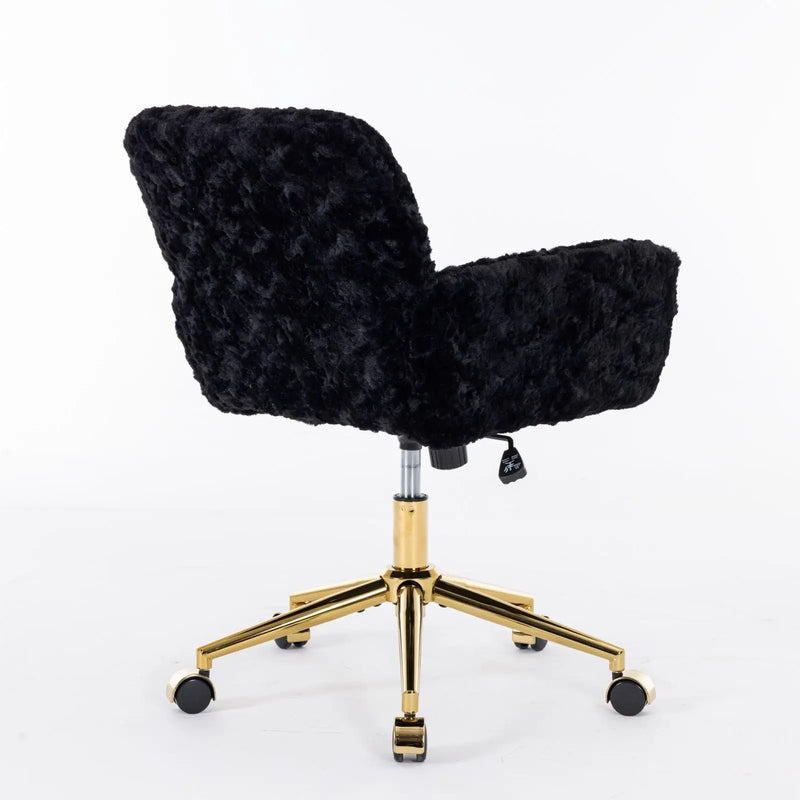 Office Chair, Artificial Rabbit Hair Home Office Chair With Metal Base, Adjustable Desk Chair Swivel Office Chair, Vanity Chair by HouseOfZazla