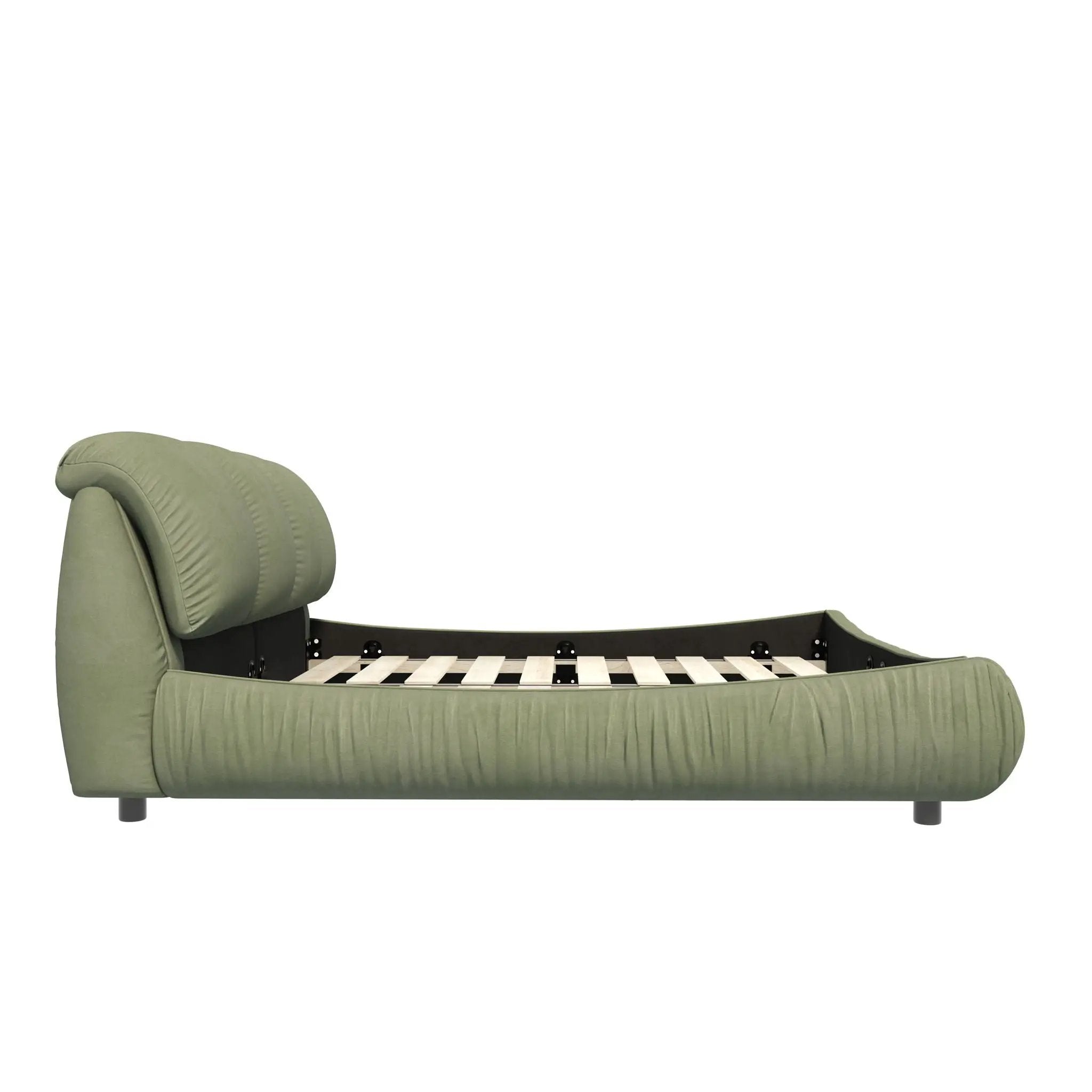 Luxury Upholstered Platform Bed With Oversized Padded Backrest And Solid Wood Frame by HouseOfZazla