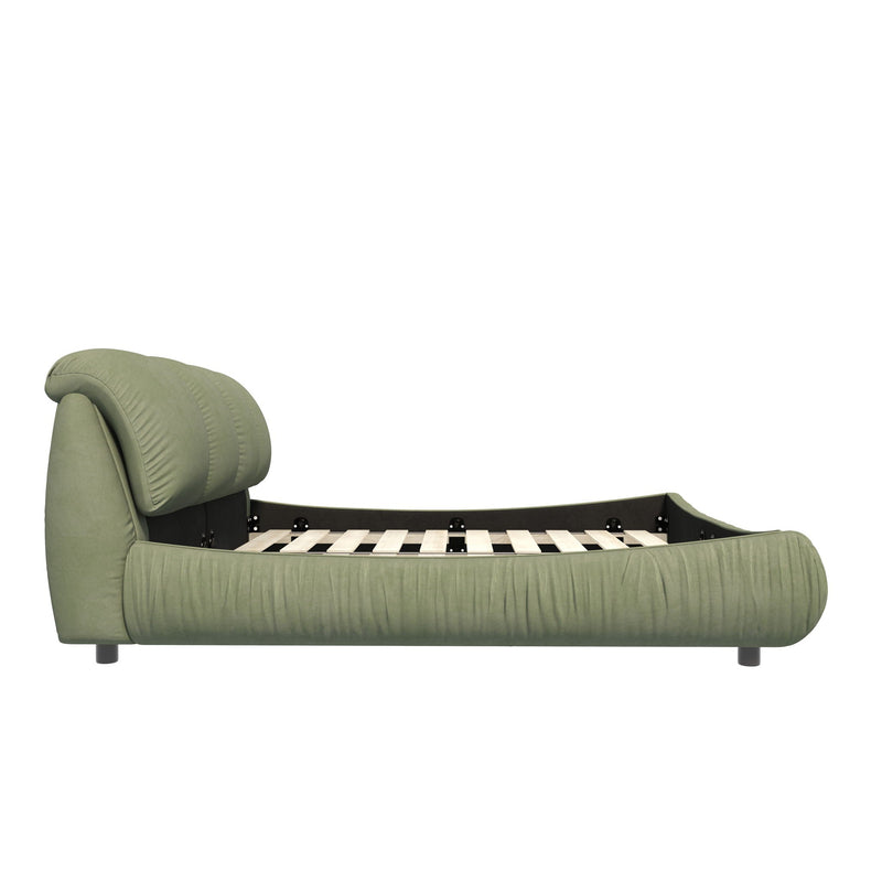 Luxury Upholstered Platform Bed With Oversized Padded Backrest And Solid Wood Frame by HouseOfZazla