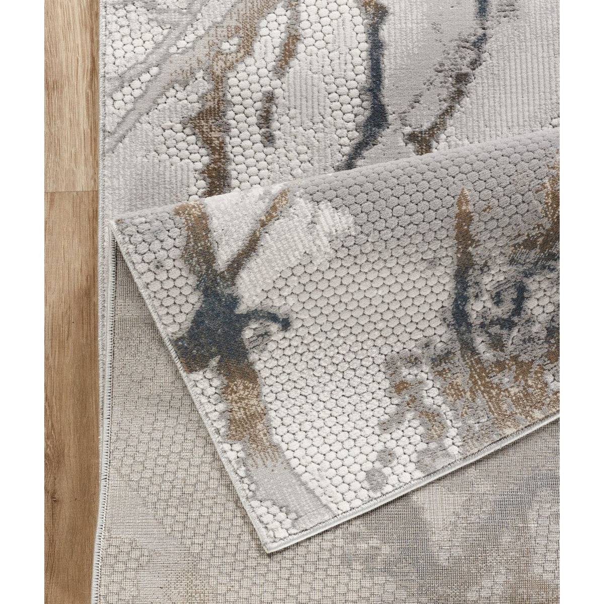 Geometric 3D Effect Area Rug with 100% Polyester Pile - Ivory / Gray, photo 2 of 6