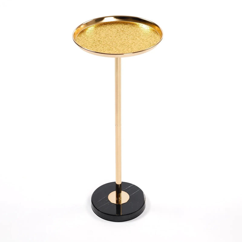 Adjustable Pedestal Side Table For Living Room - Gold / Black by Unique Piece Furniture