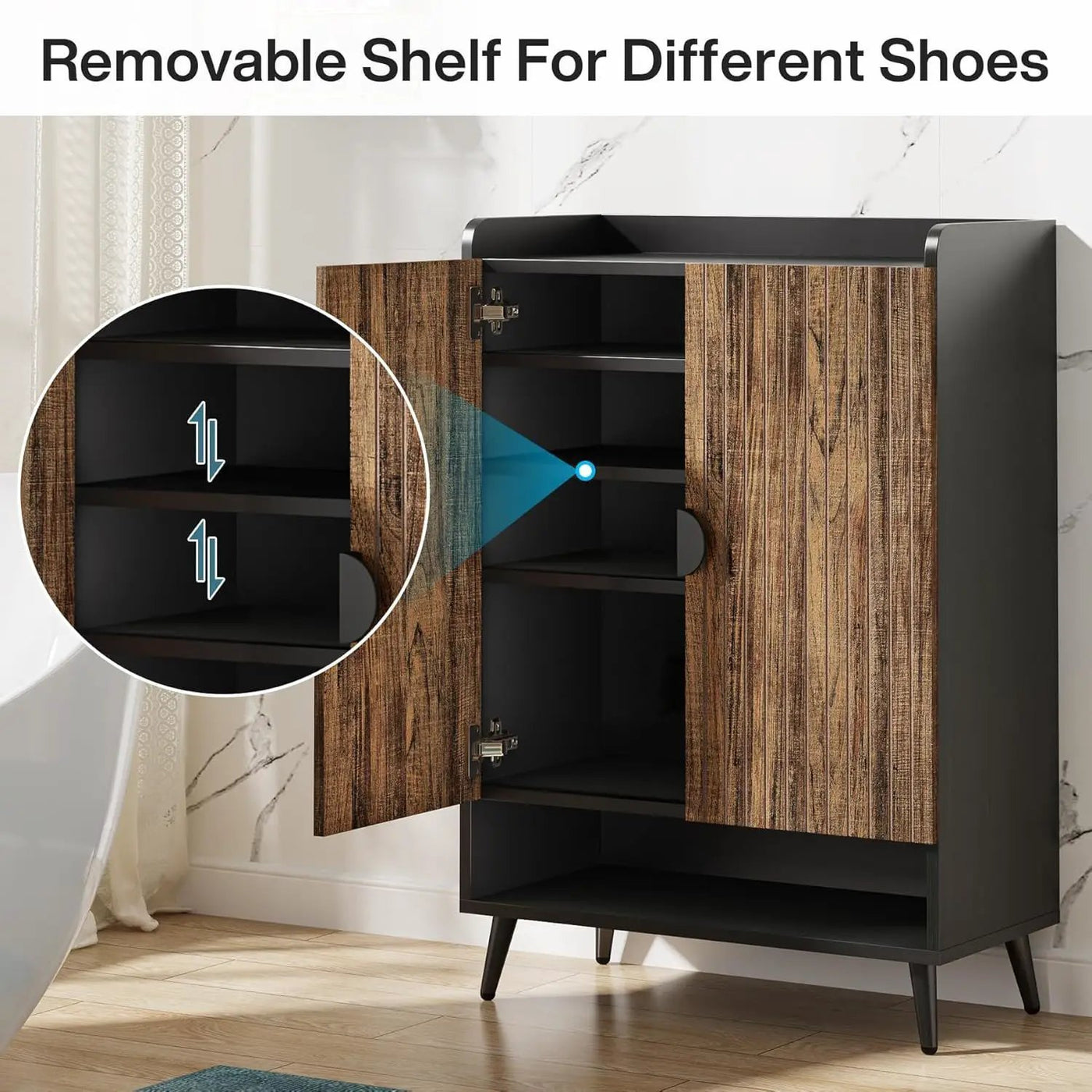 Shoe Cabinet With Doors, 7 Tier Storage Organizer by HouseOfZazla