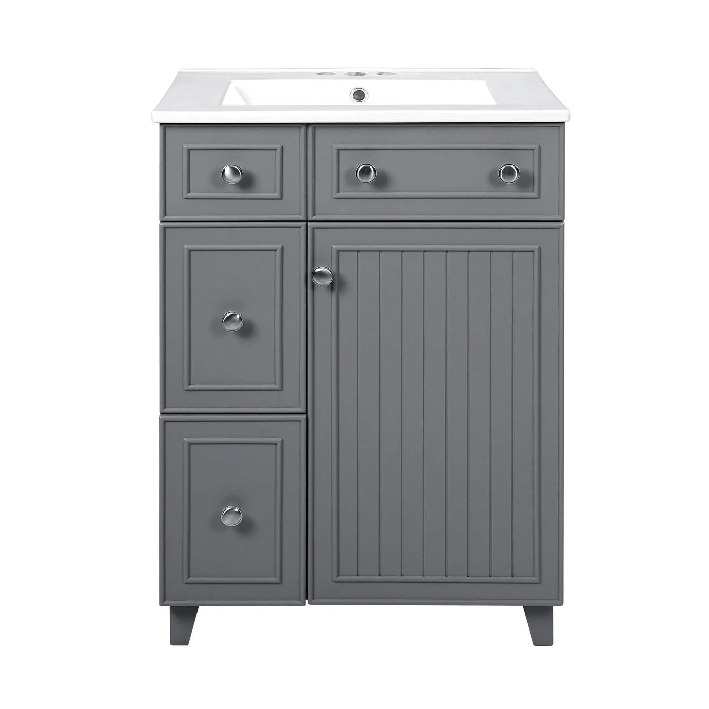 Transitional Style Bathroom Vanity Cabinet With Ceramic Sink by HouseOfZazla