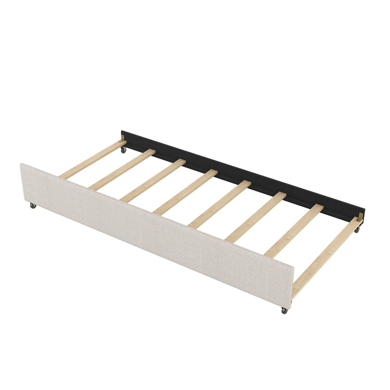 Queen Platform Bed With Twin Trundle And 2 Storage Drawers - Beige by HouseOfZazla