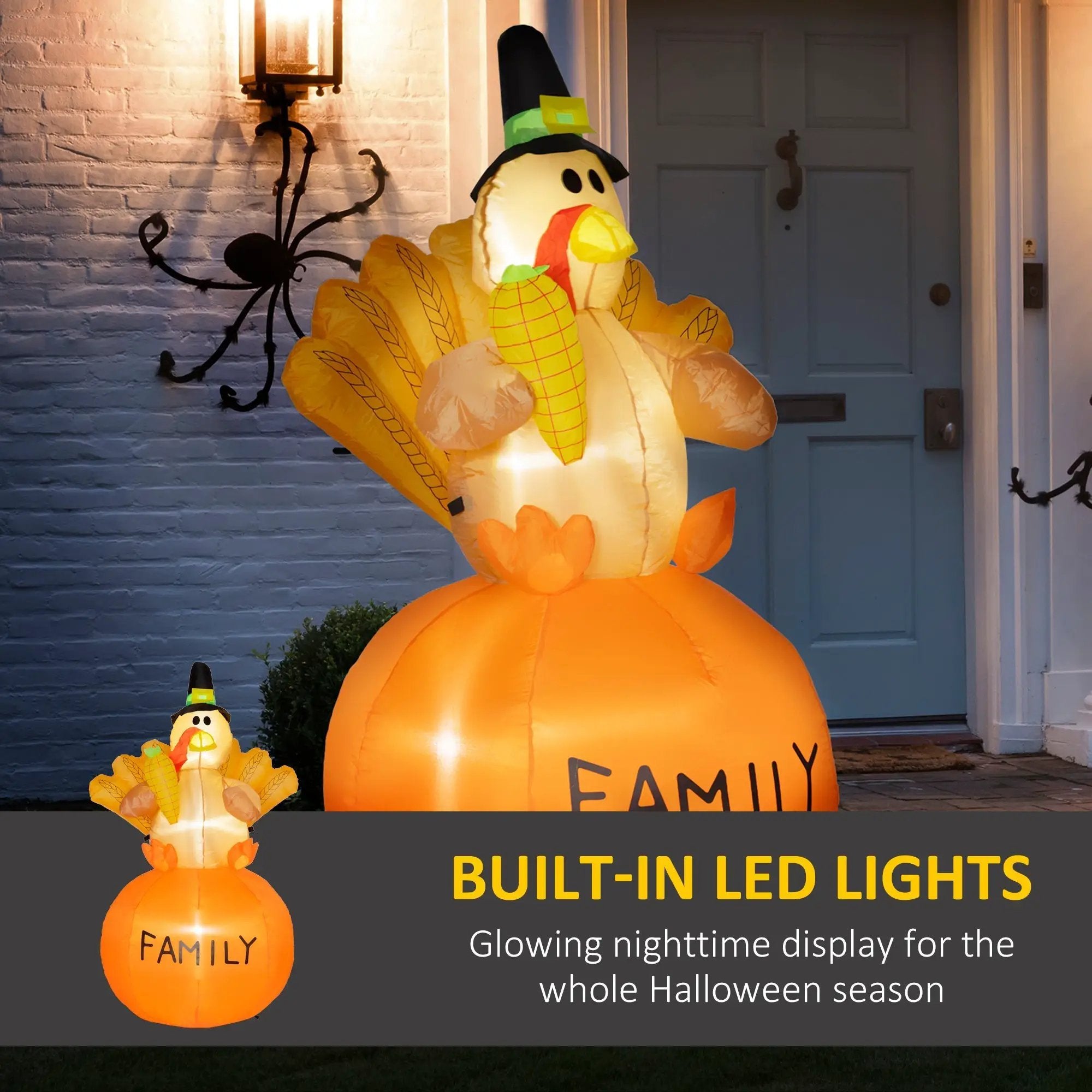 Inflatable Thanksgiving Turkey LED Display for Garden Indoor Outdoor by HouseOfZazla