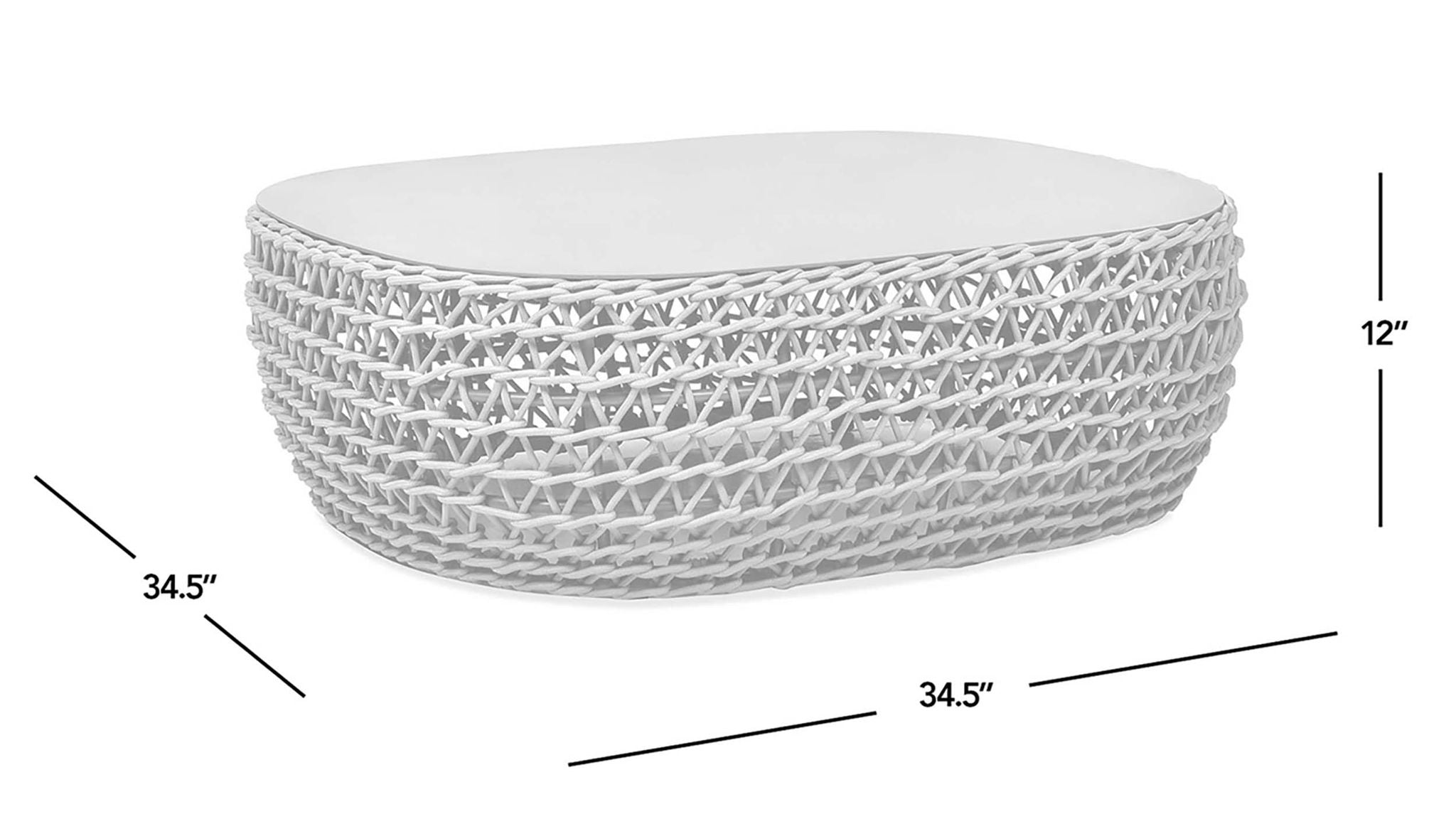 Willow - Oval Woven Patio Coffee Table, Wicker Frame by HouseOfZazla