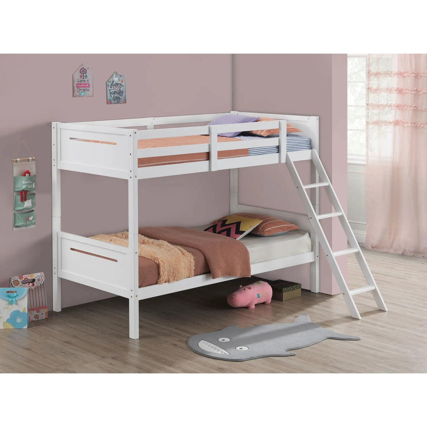 Bunk Bed With Built In Ladder, Safety Guardrails And Angled Access Step by HouseOfZazla