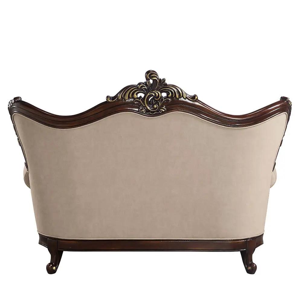 Ragnar - Loveseat With 5 Pillows - Light Brown Linen & Cherry by Unique Piece Furniture