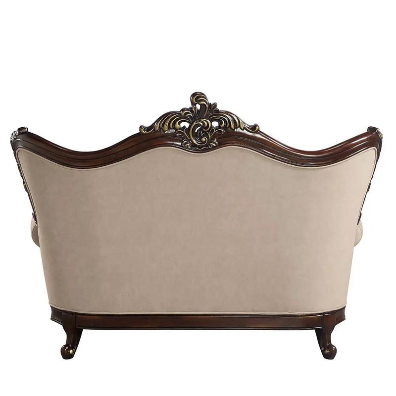 Ragnar - Loveseat With 5 Pillows - Light Brown Linen & Cherry by Unique Piece Furniture