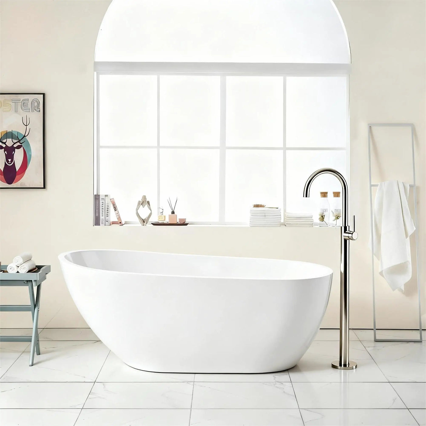 Contemporary Glossy Freestanding Bathtub With Overflow And Drain by HouseOfZazla