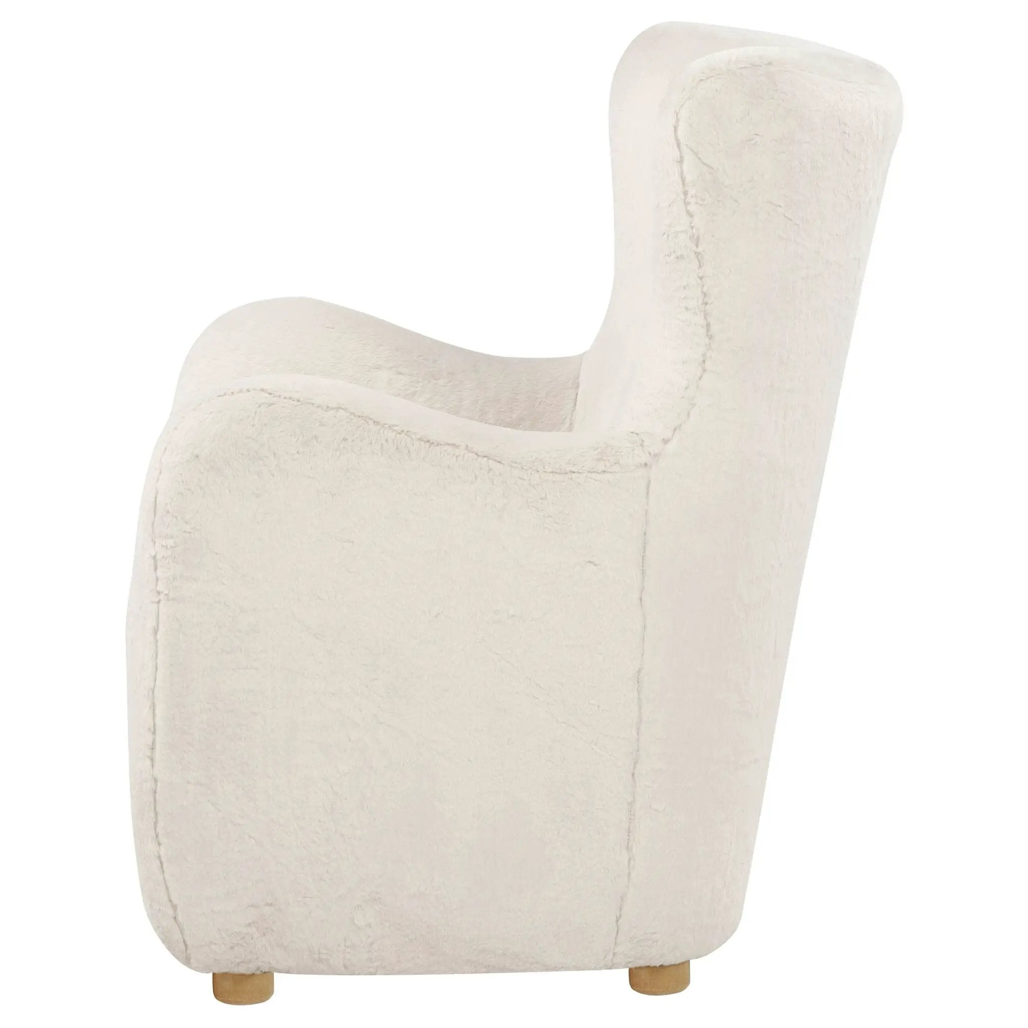 Thornton Faux Fur Upholstered Wingback Lounge Accent Chair Cream by Unique Piece Furniture