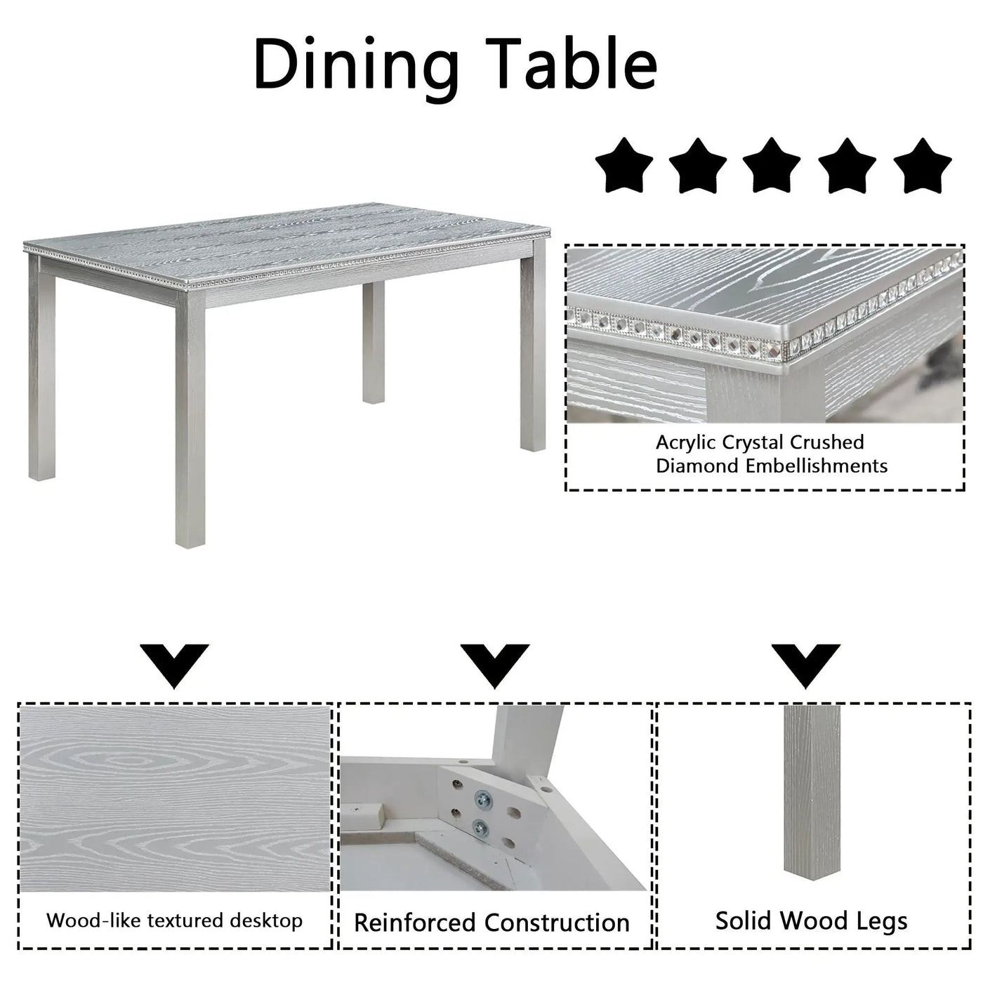 Dining Table Set With Crystal Decoration And Upholstered Chairs by HouseOfZazla