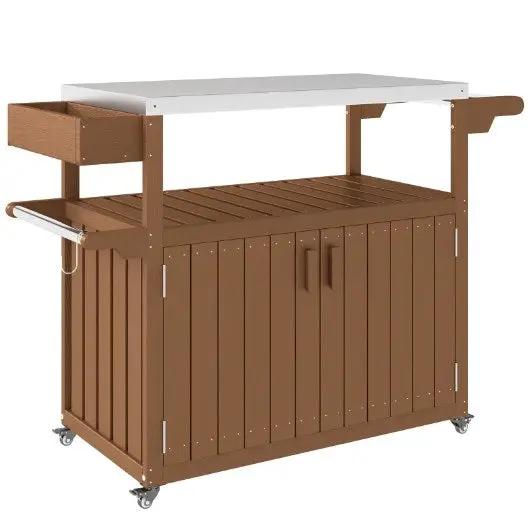 Easy to Move Outdoor Table Top Bar Cart with Storage and Wheels by HouseOfZazla