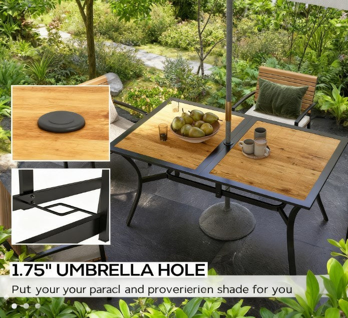 Stable Faux Wood Rectangle Outdoor Dining Table by HouseOfZazla