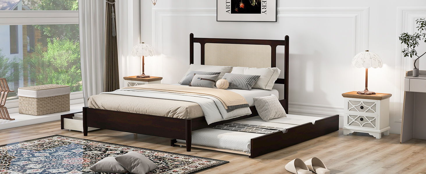 Platform Bed With 2 Big Drawers & Trundle by HouseOfZazla
