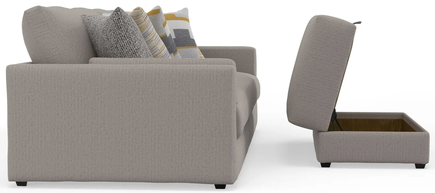 Trevor - Extra Deep Oversized Sofa With Included Storage Cocktail Ottoman by Unique Piece Furniture