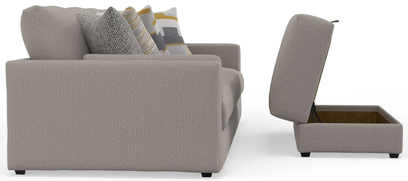 Trevor - Extra Deep Oversized Sofa With Included Storage Cocktail Ottoman by Unique Piece Furniture