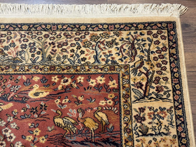 Persian Wool Rug 4x6, Tree of Life Animal Pictorials, Vintage, Power Loomed Ardakan Rug by Jewel Rugs