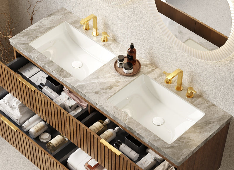 60" Elio Bathroom Undermount Ceramic Sink Vanity Top by HouseOfZazla
