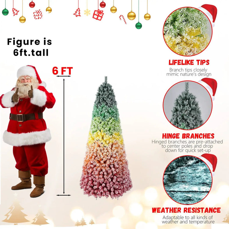 7.5ft Rainbow Gradient Flocked PVC Christmas Tree by HouseOfZazla