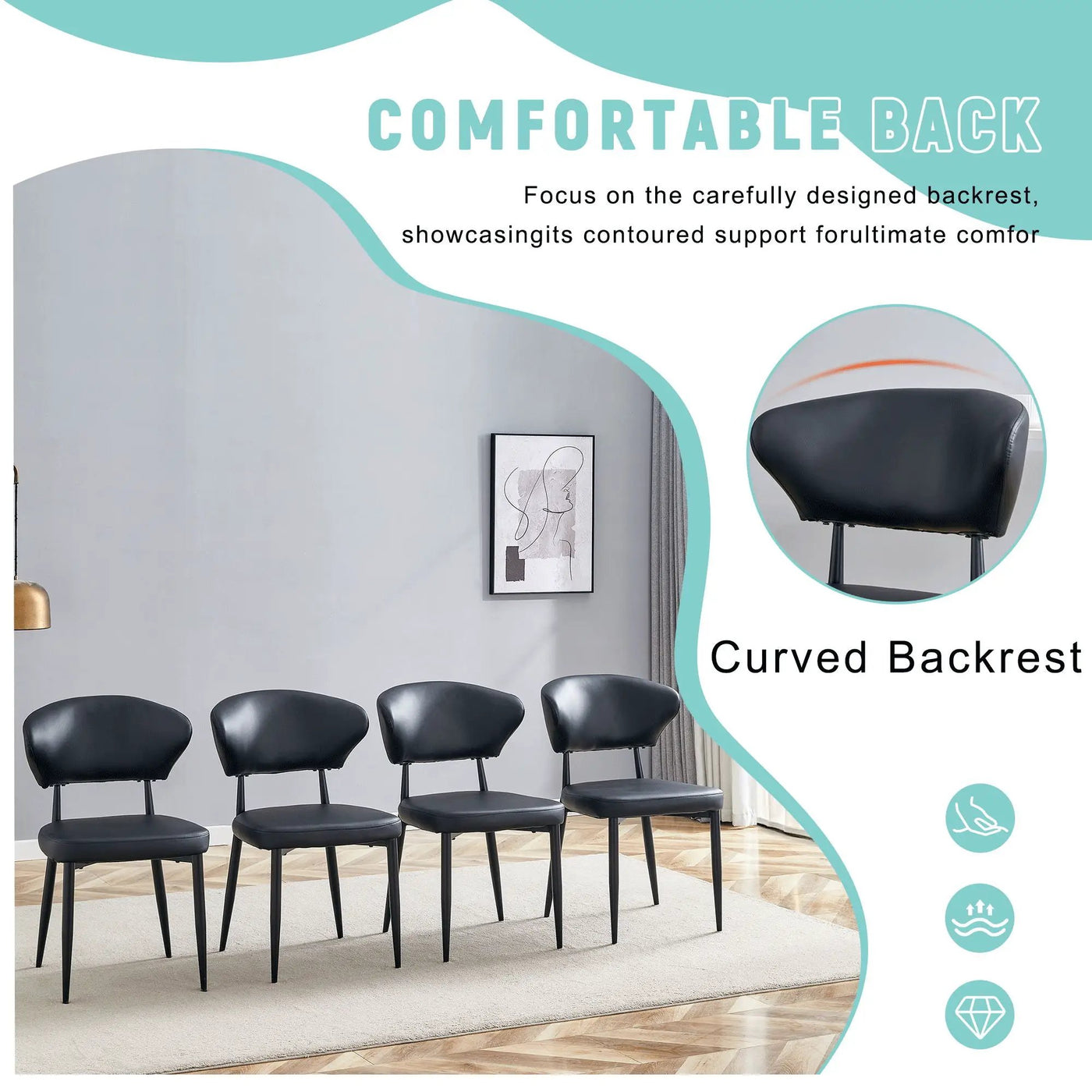 Minimalist Ergonomic Dining Chair With Curved Backres (Set of 4) by HouseOfZazla