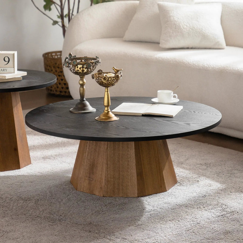 Round Coffee Table with Sturdy Pedestal Design by HouseOfZazla