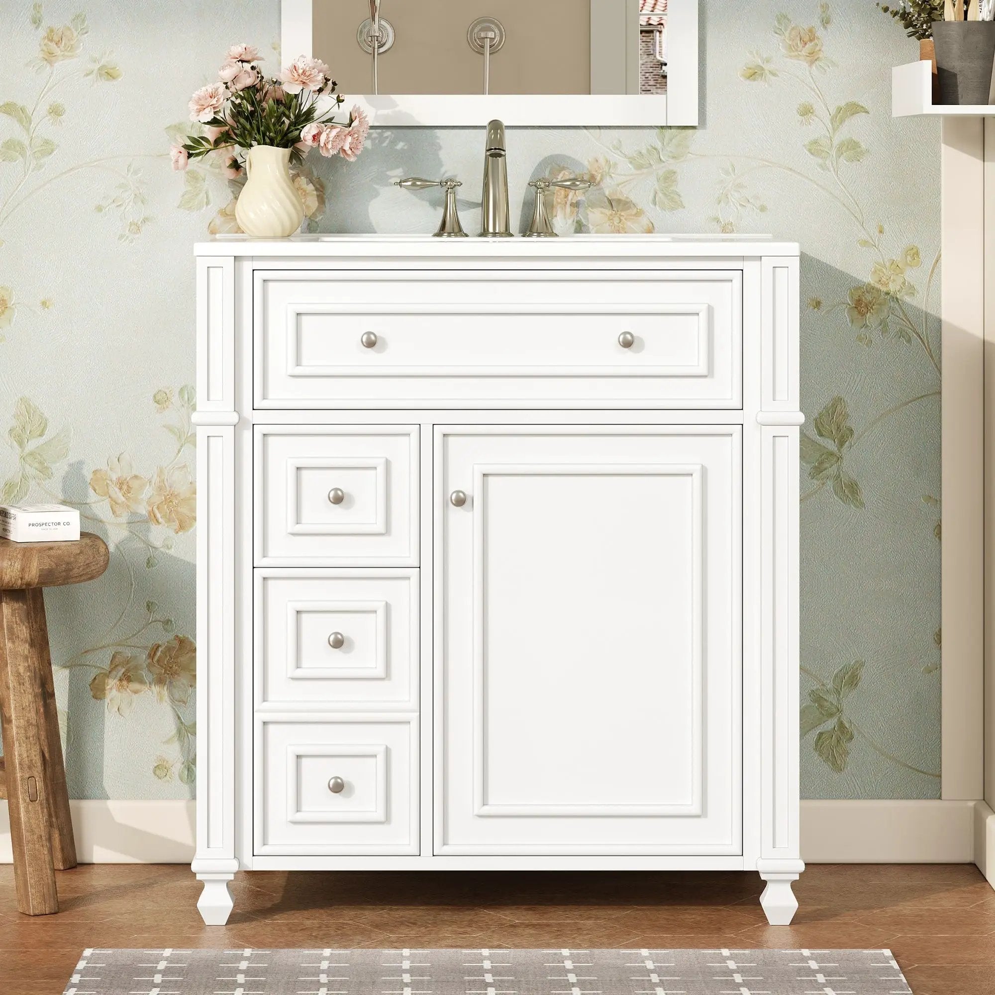 Bathroom Vanity Cabinet With Sink, Soft Close Doors With Door Organizer by HouseOfZazla