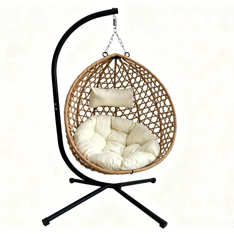 Foldable Hanging Egg Chair with Stand and Cushion by HouseOfZazla