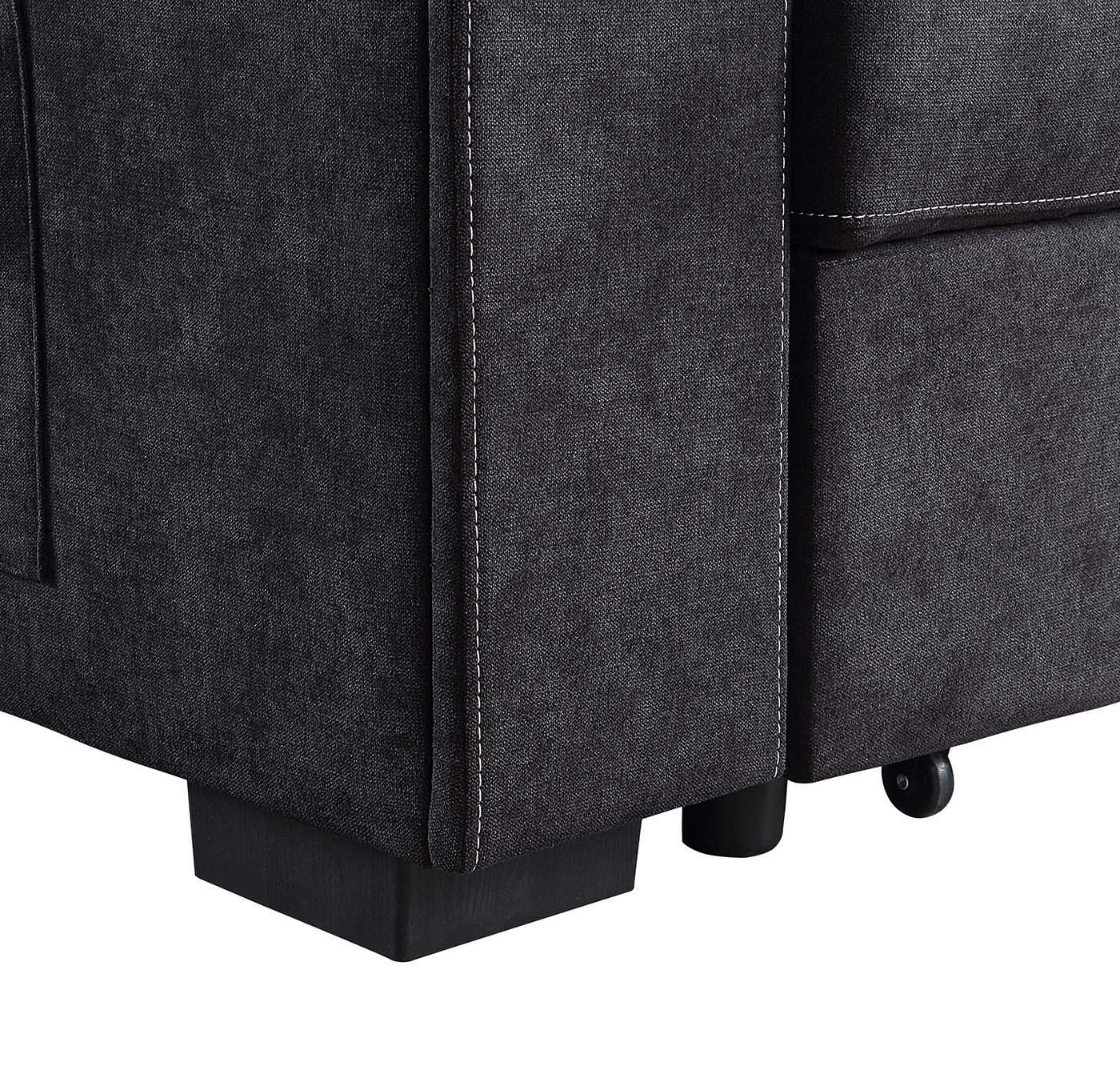 Toby - Woven Fabric Reversible Sleeper Sectional Sofa With Storage Chaise Cup Holder Charging Ports And Pockets by HouseOfZazla