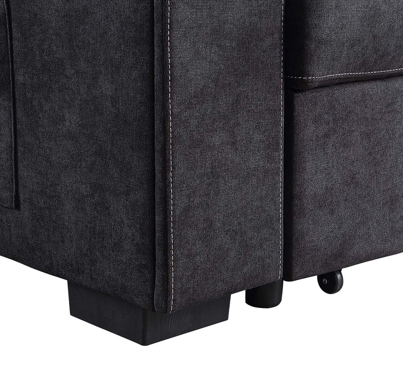 Toby - Woven Fabric Reversible Sleeper Sectional Sofa With Storage Chaise Cup Holder Charging Ports And Pockets by HouseOfZazla