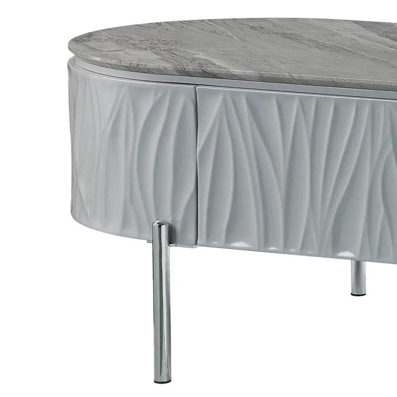 Yukino - Coffee Table - Gray High Gloss & Chrome by Unique Piece Furniture