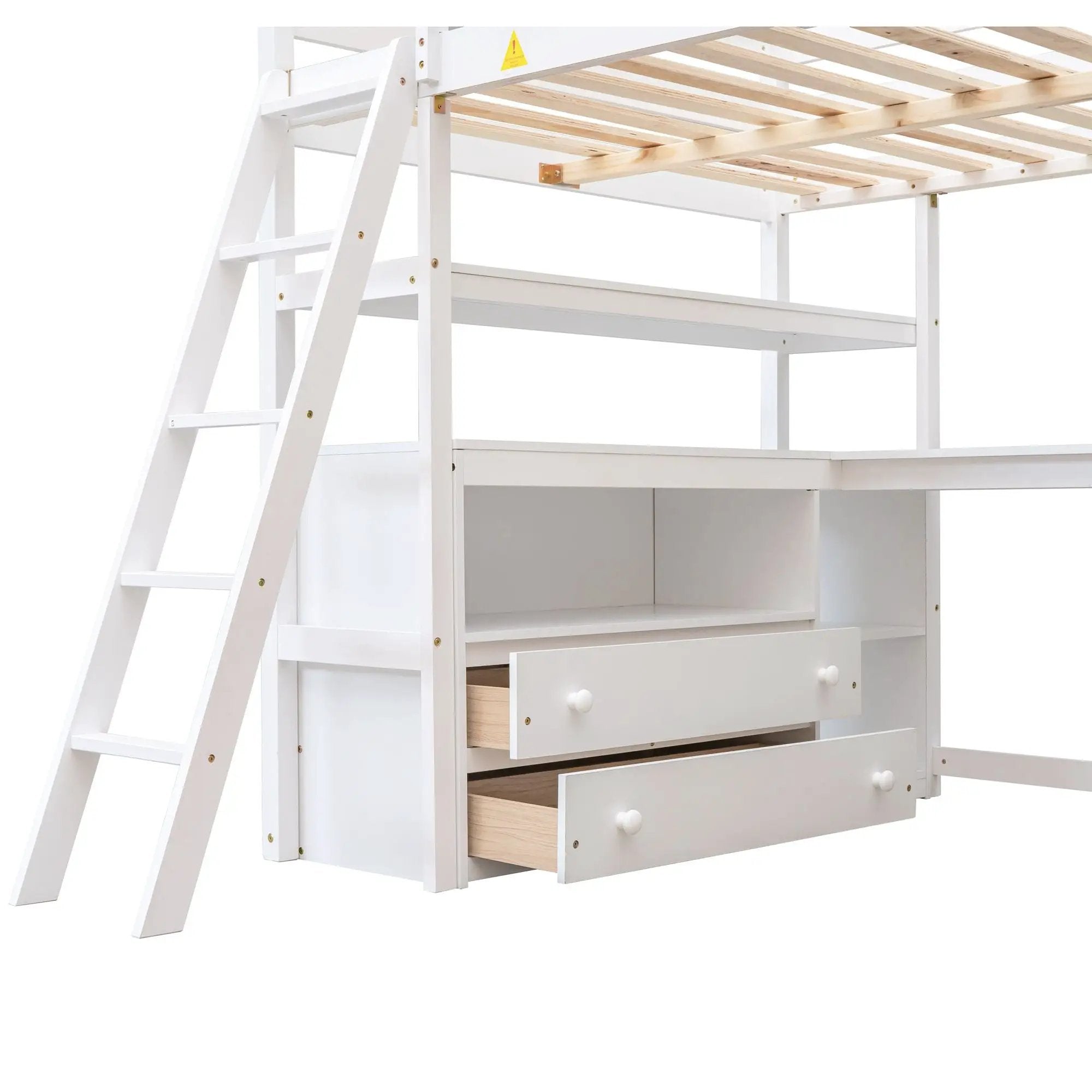 Modern Loft Bed With Built In Desk, Shelves, And 2 Drawers by HouseOfZazla