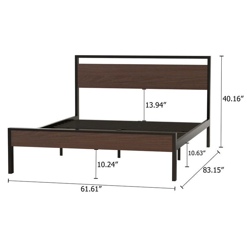 Ceres - Metal Bed With Wood Headboard & Footboard by HouseOfZazla