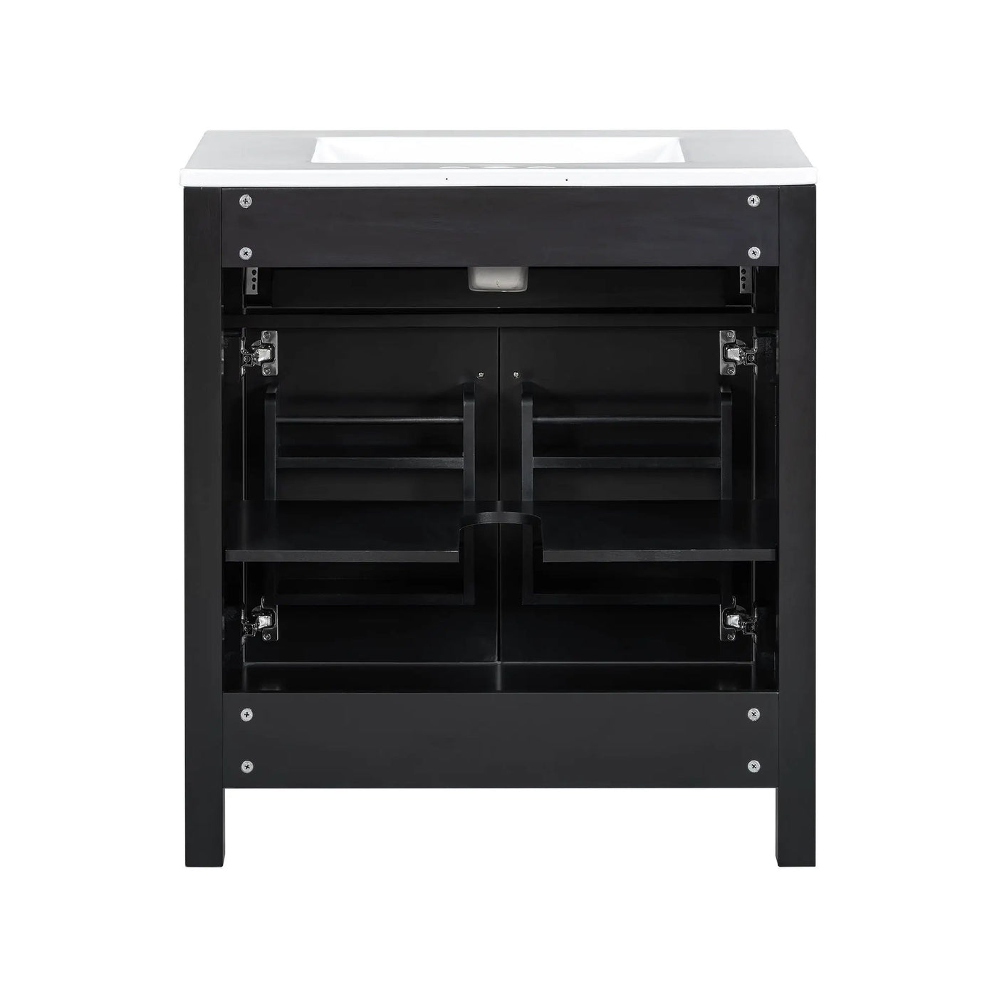 Bathroom Vanity With Ceramic Sink, Modern Single Bathroom Cabinet With 2 Doors And A Shelf, Soft Close Doors by HouseOfZazla