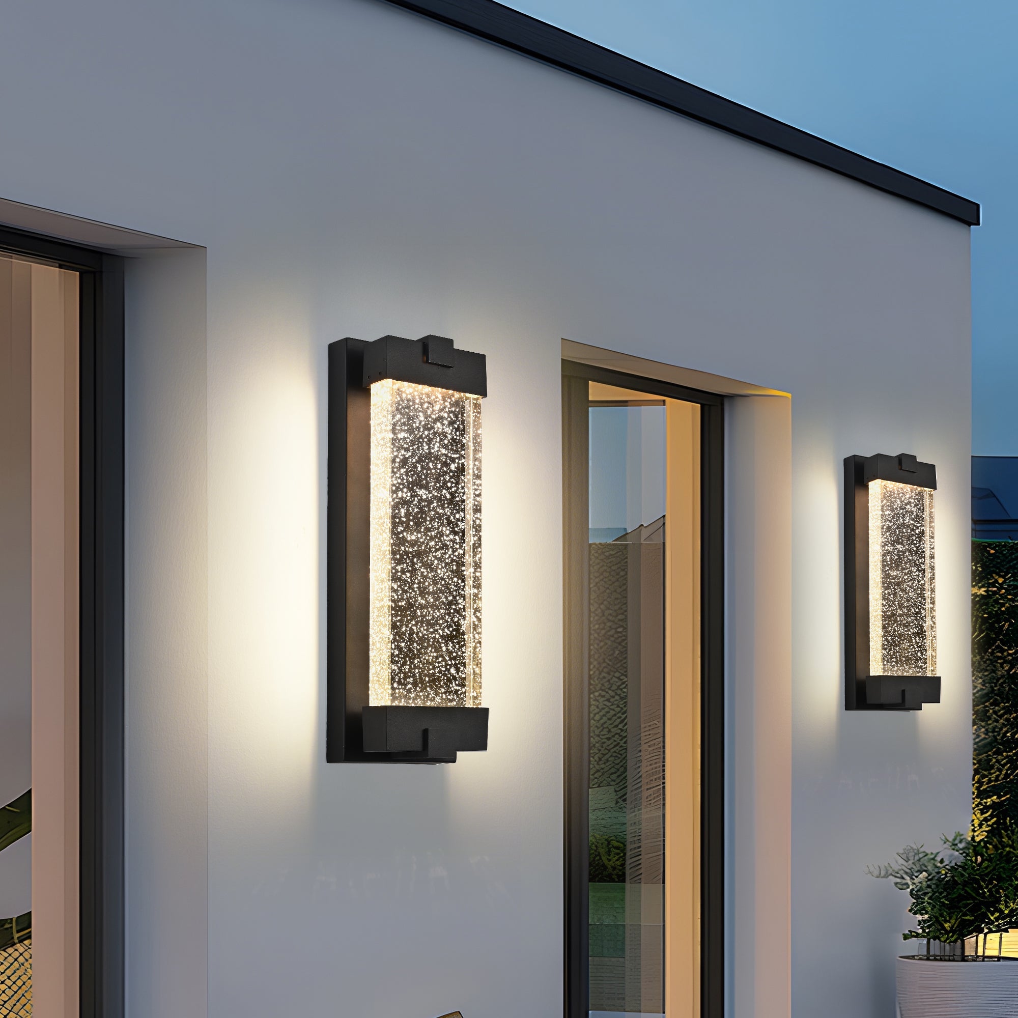 Black Aluminum Outdoor Wall Light with Bubble Crystal by HouseOfZazla