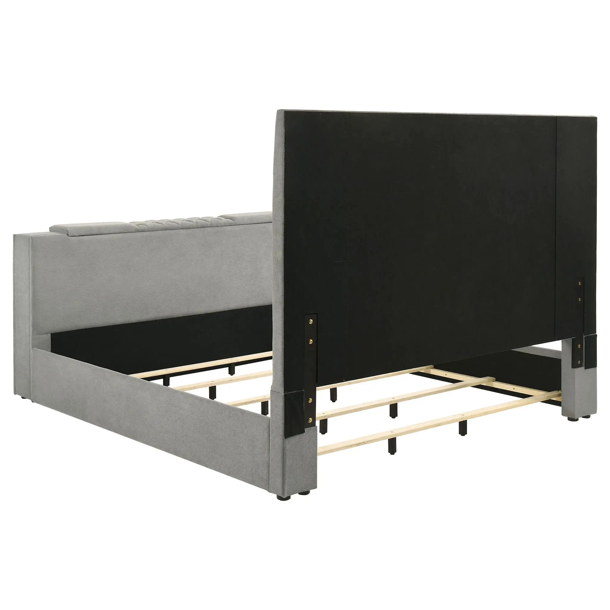 Tara 61-inch Upholstered Eastern King Panel TV Bed Grey by Unique Piece Furniture