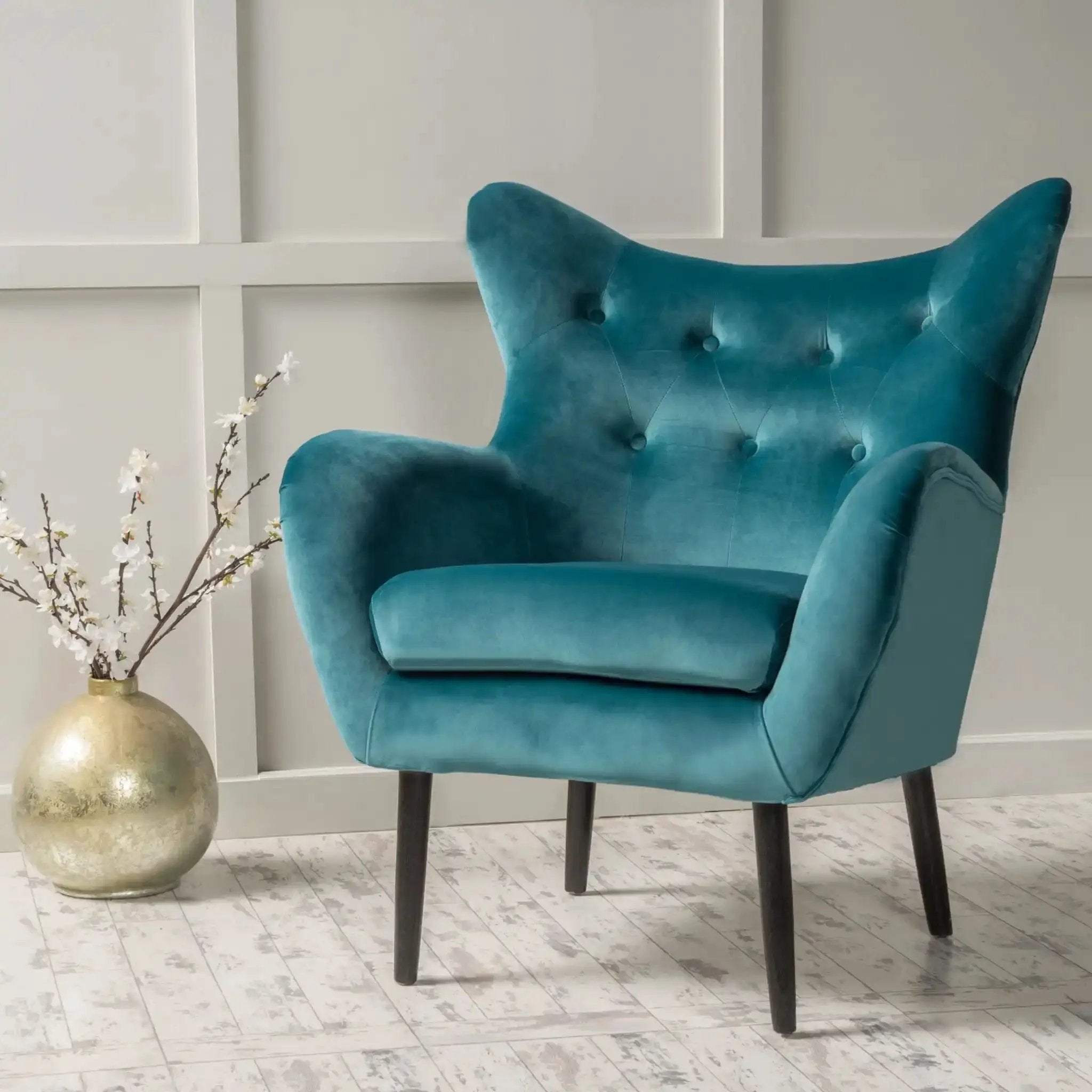Alyssa Mid Century Upholstered Arm Chair With Wingback Design by HouseOfZazla