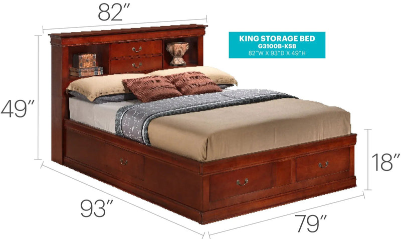Traditional Style Bookcase Storage Bed by Unique Piece Furniture