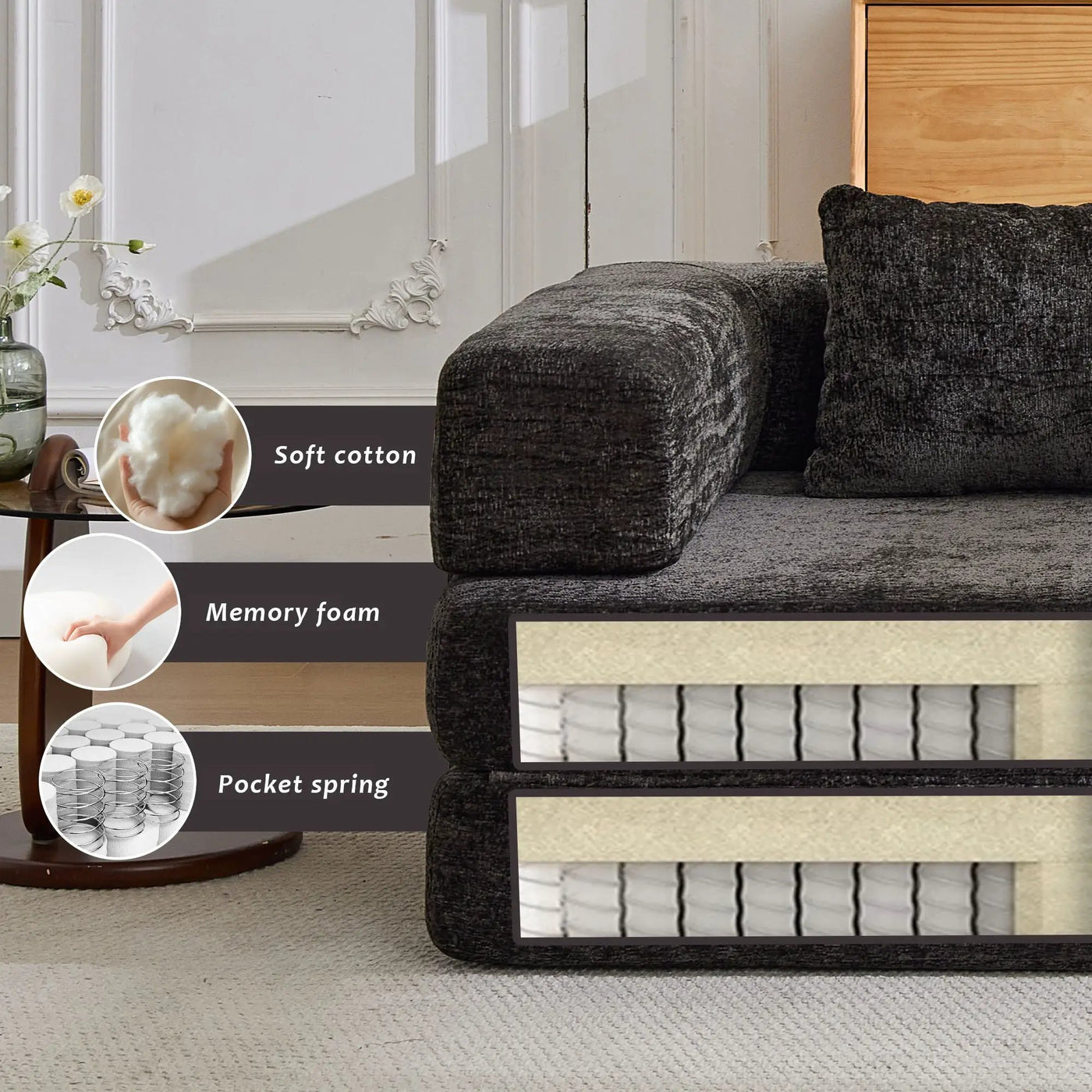 Convertible Floor Sofa Bed, Boneless Modular Sectional Sofa For Living Room by HouseOfZazla