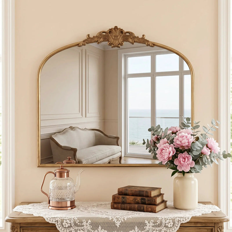 32"x24.4" Baroque Vintage Arched Wall Mirror by HouseOfZazla